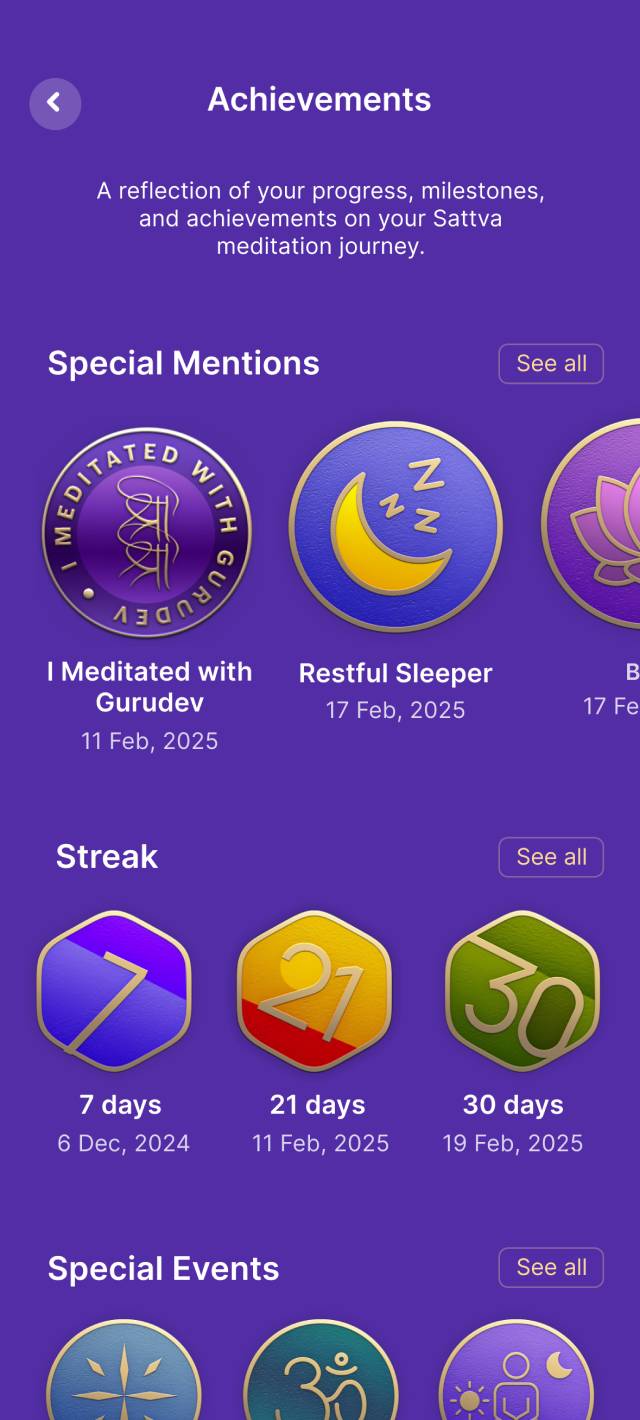 Badges screen