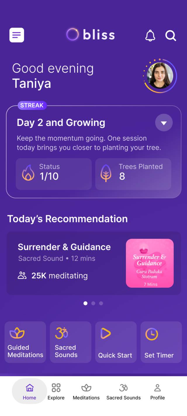 Guided Meditation screen